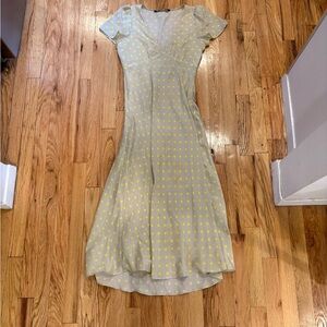 Zara Gray and Yellow Polka Dot Midi Dress